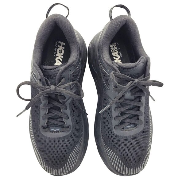 HOKA One One Bondi 7 Wide Walking Running Gym Shoes 1110531 Black Mesh Men's 10D - Picture 1 of 10